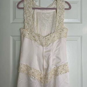 Vintage Ivory Beaded Lace Wedding Dress Loralie Size 14